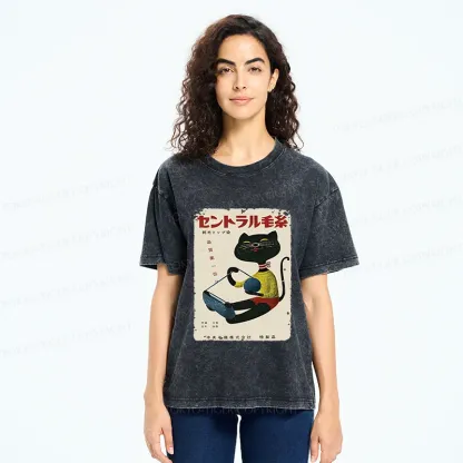 Tokyo-Tiger Cat Organizing Yarn Washed T-Shirt