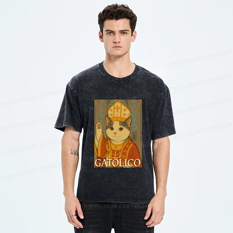 Tokyo-Tiger Pope Cat Washed T-Shirt