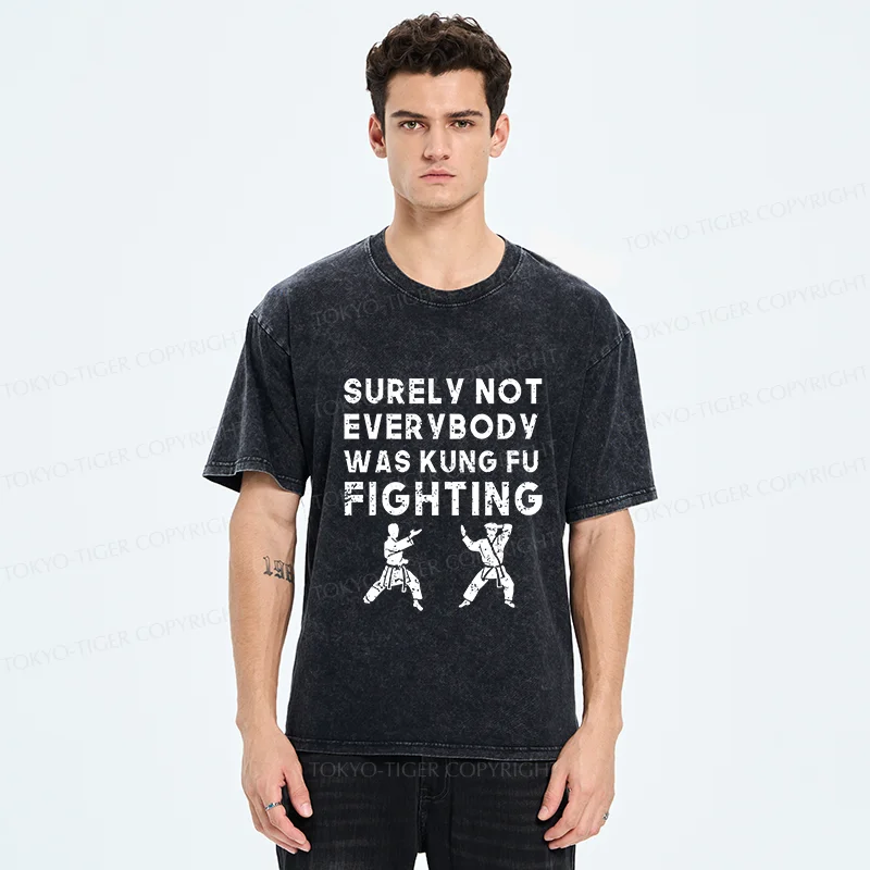 Tokyo-Tiger Funny Kung Fu Washed T-Shirt