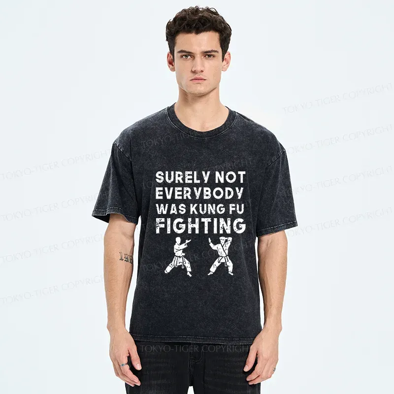 Tokyo-Tiger Funny Kung Fu Washed T-Shirt