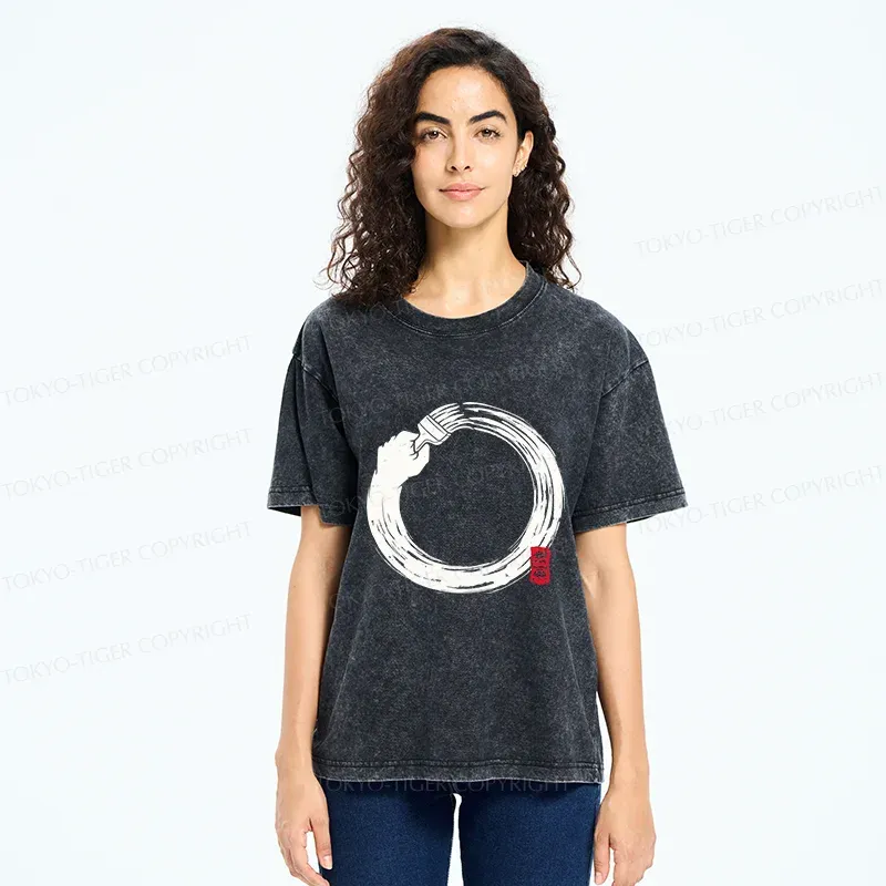Tokyo-Tiger Painter's Enso Washed T-Shirt