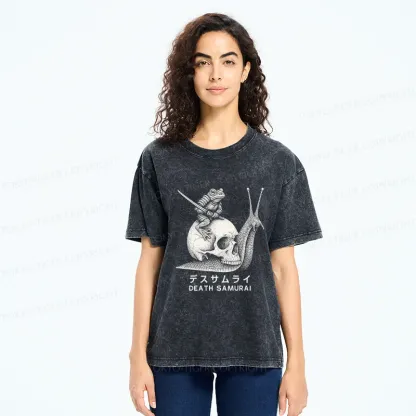 Tokyo-Tiger Frog Riding A Snail Washed T-Shirt