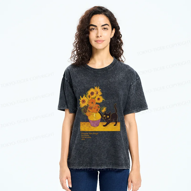 Tokyo-Tiger Naughty Van Gogh's Cat Japan Washed T-Shirt