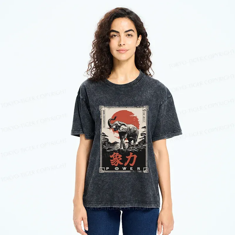 Tokyo-Tiger Japanese Elephant Washed T-Shirt