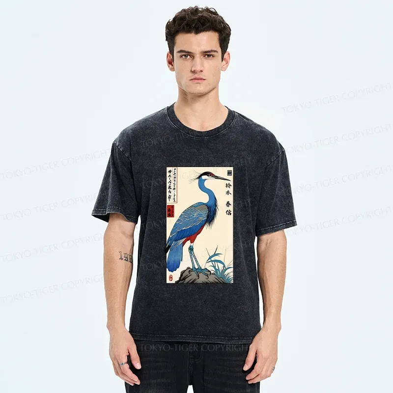 Tokyo-Tiger Colorful Crane Washed T-Shirt