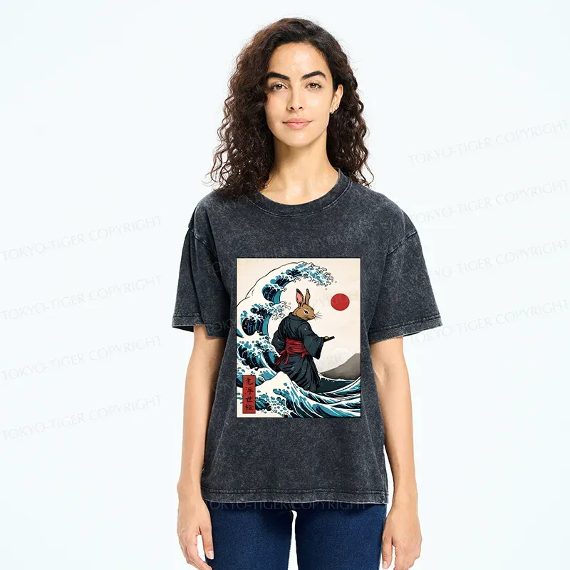 Tokyo-Tiger Rabbit Samurai Washed T-Shirt