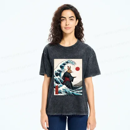 Tokyo-Tiger Rabbit Samurai Washed T-Shirt