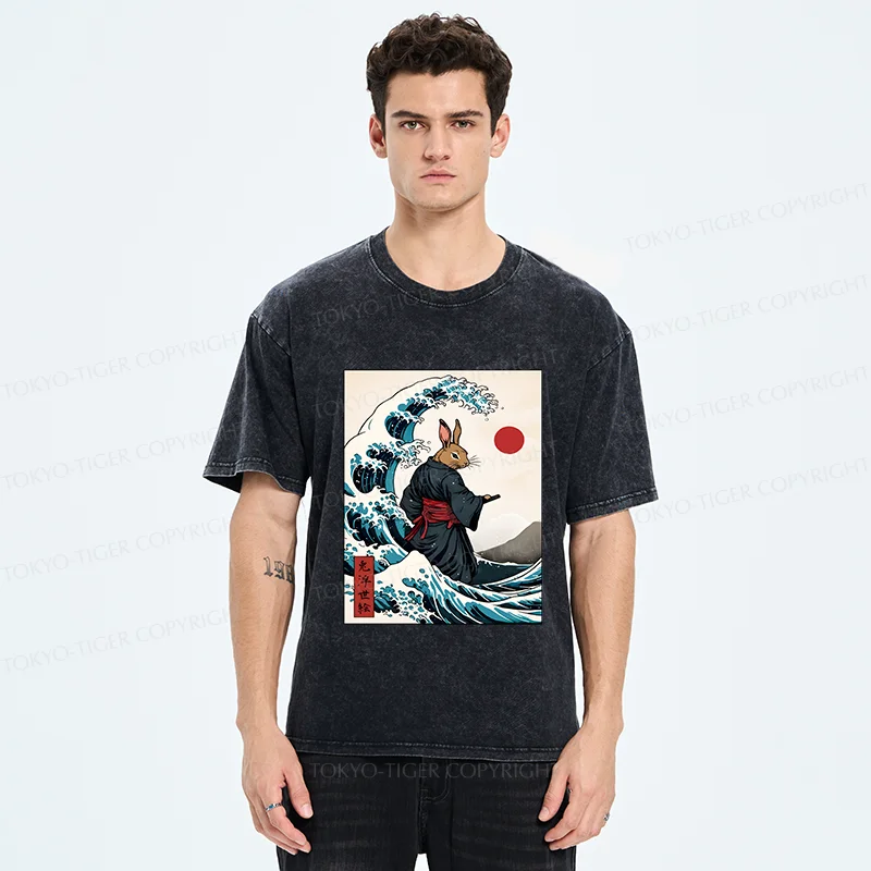 Tokyo-Tiger Rabbit Samurai Washed T-Shirt
