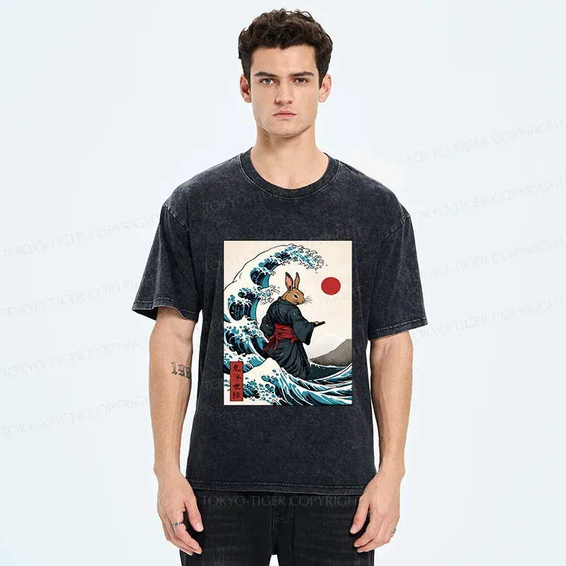 Tokyo-Tiger Rabbit Samurai Washed T-Shirt
