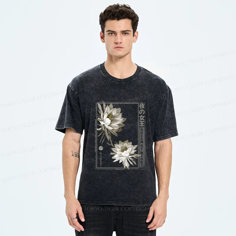 Tokyo-Tiger Japanese Epiphyllum Washed T-Shirt