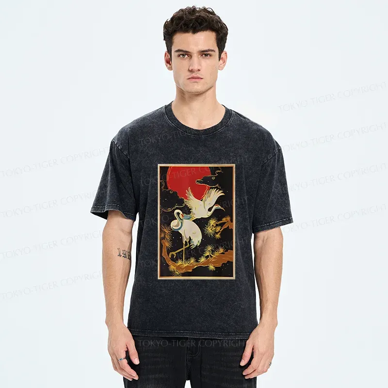 Tokyo-Tiger Vintage Japanese Crane Washed T-Shirt
