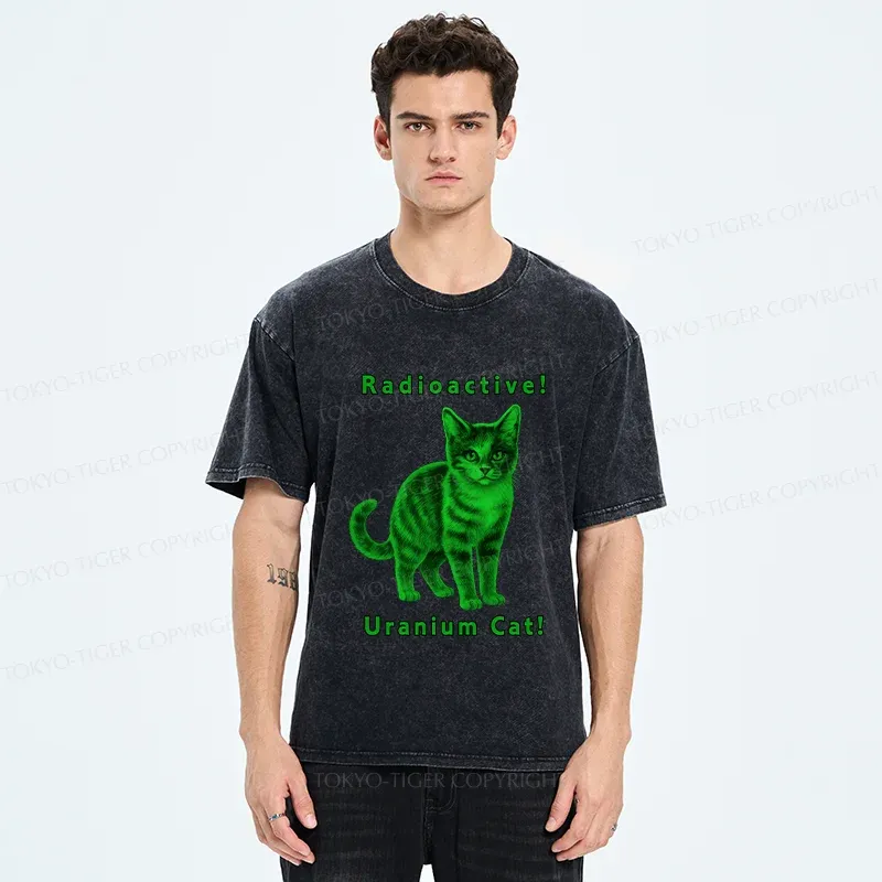 Tokyo-Tiger Green Pollution Cat Washed T-Shirt
