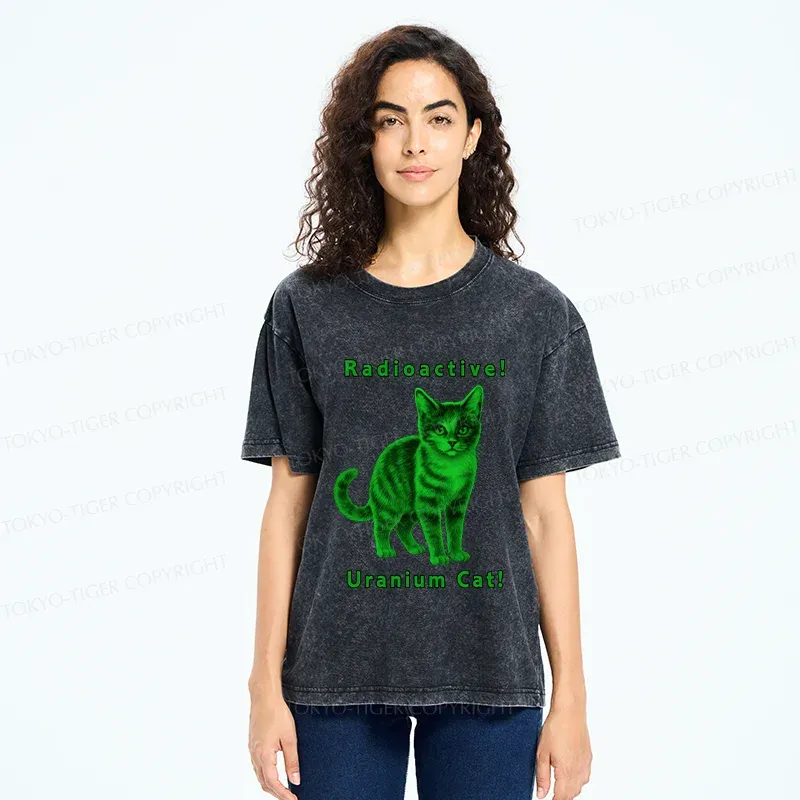 Tokyo-Tiger Green Pollution Cat Washed T-Shirt