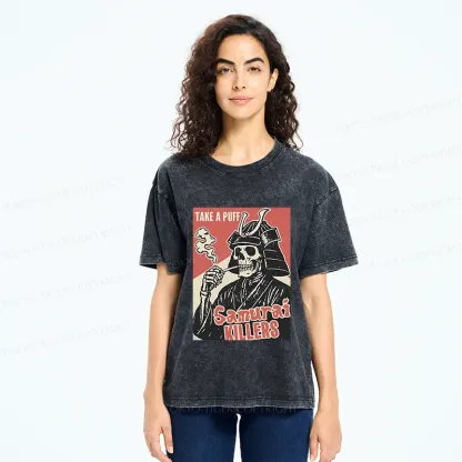 Tokyo-Tiger Smoking Samurai Washed T-Shirt