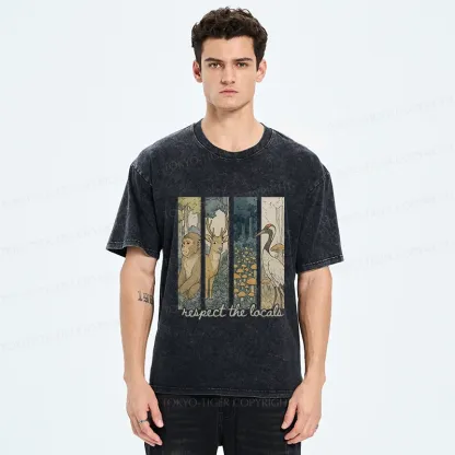 Tokyo-Tiger Japanese Local Animals And Plants Washed T-Shirt