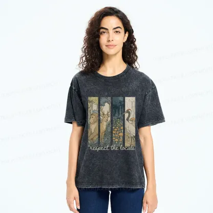 Tokyo-Tiger Japanese Local Animals And Plants Washed T-Shirt