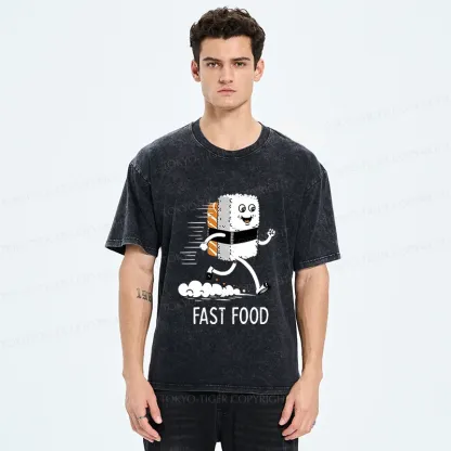 Tokyo-Tiger Running Sushi Washed T-Shirt