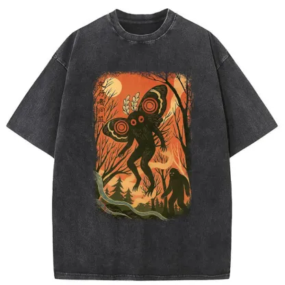 Tokyo-Tiger Vintage Bigfoot And Mothman Washed T-Shirt