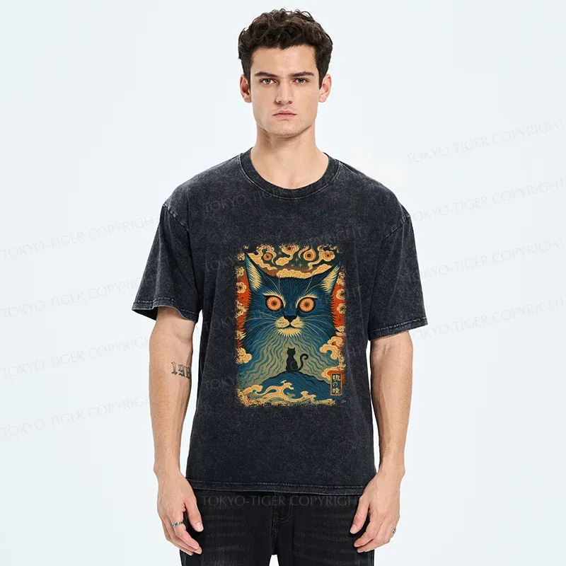 Tokyo-Tiger Eye Of The Soul-cat Washed T-Shirt
