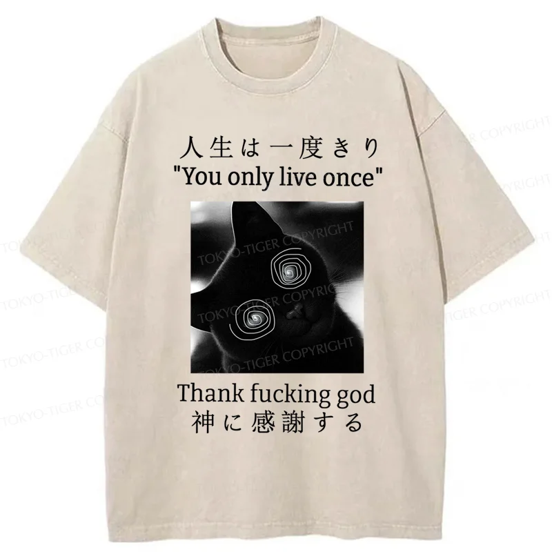 Tokyo-Tiger Dizzy Cat Japan Washed T-Shirt