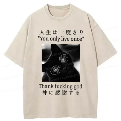 Tokyo-Tiger Dizzy Cat Japan Washed T-Shirt