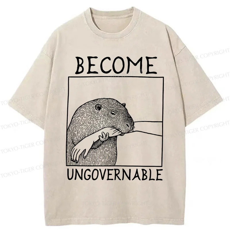 Tokyo-Tiger Capybara Bites People Washed T-Shirt