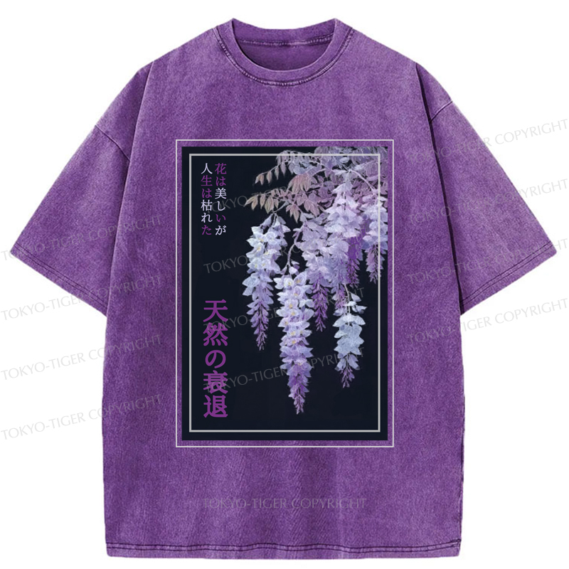 Tokyo-Tiger Wisteria Jpanese Flowers Poster Washed T-Shirt
