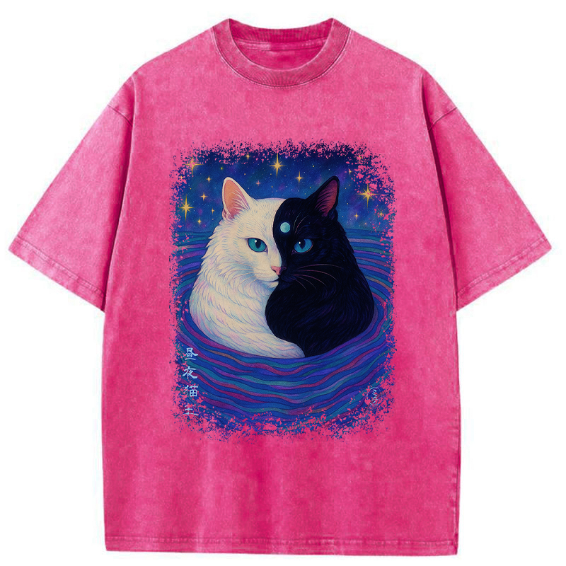 Tokyo-Tiger Japanese Ukiyoe Cat Universe Washed T-Shirt