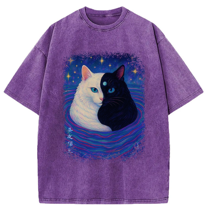 Tokyo-Tiger Japanese Ukiyoe Cat Universe Washed T-Shirt