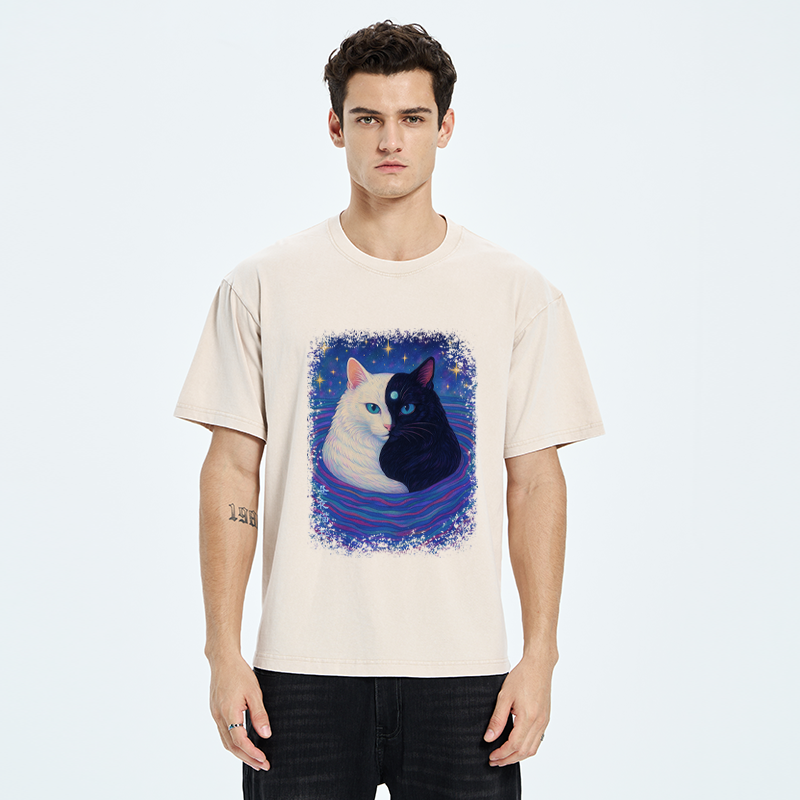 Tokyo-Tiger Japanese Ukiyoe Cat Universe Washed T-Shirt