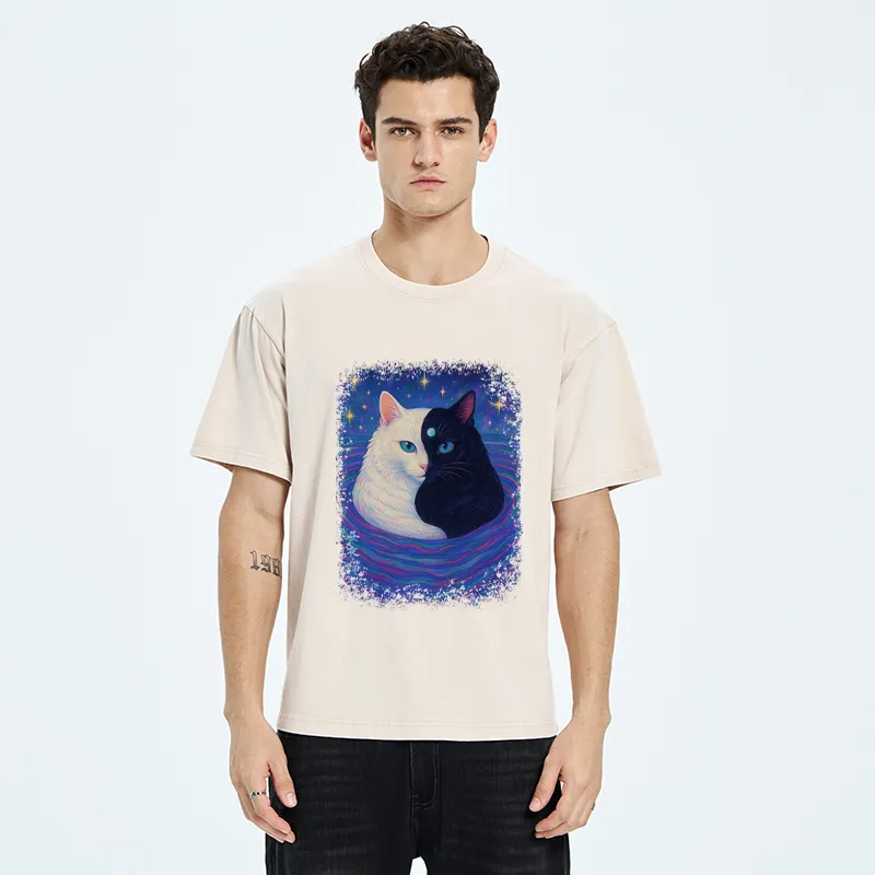 Tokyo-Tiger Japanese Ukiyoe Cat Universe Washed T-Shirt
