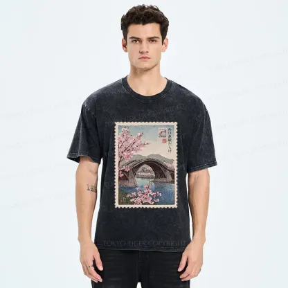 Tokyo-Tiger Vintage Attraction Stamp Washed T-Shirt