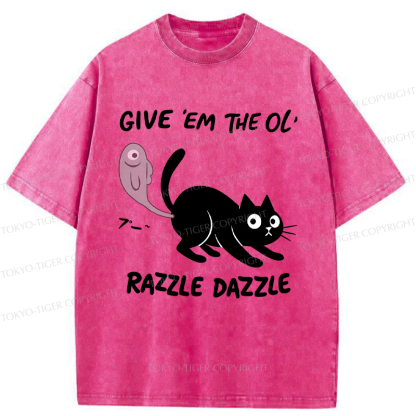 Tokyo-Tiger Give 'Em the Ol' Funny Cat Washed T-Shirt