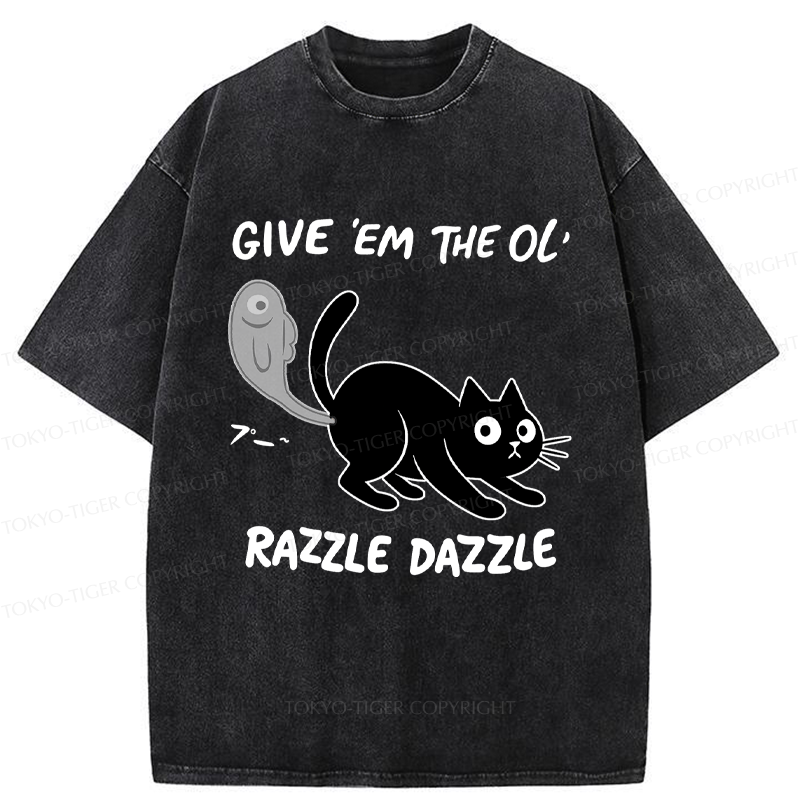 Tokyo-Tiger Give 'Em the Ol' Funny Cat Washed T-Shirt