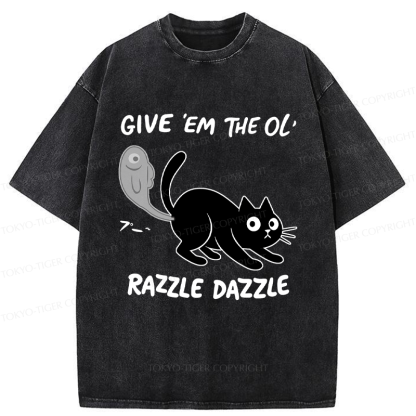 Tokyo-Tiger Give 'Em the Ol' Funny Cat Washed T-Shirt