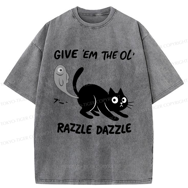 Tokyo-Tiger Give 'Em the Ol' Funny Cat Washed T-Shirt