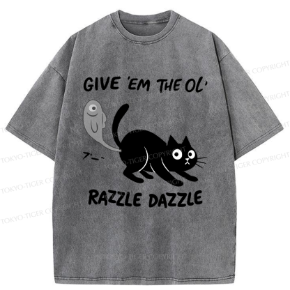 Tokyo-Tiger Give 'Em the Ol' Funny Cat Washed T-Shirt