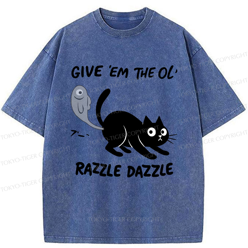 Tokyo-Tiger Give 'Em the Ol' Funny Cat Washed T-Shirt