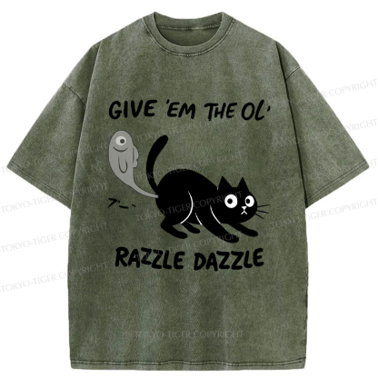 Tokyo-Tiger Give 'Em the Ol' Funny Cat Washed T-Shirt