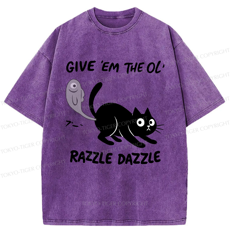 Tokyo-Tiger Give 'Em the Ol' Funny Cat Washed T-Shirt