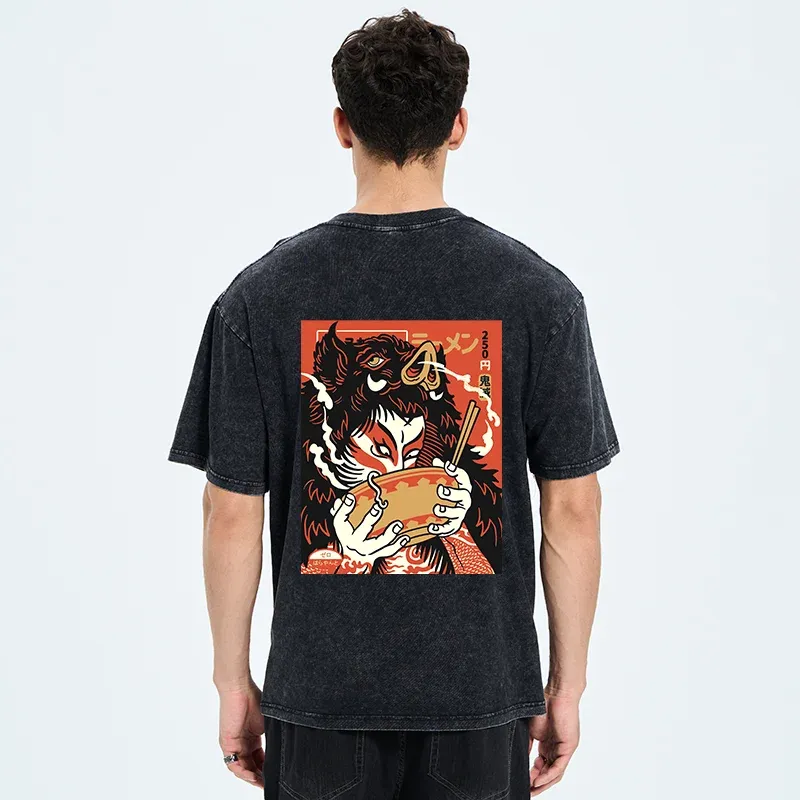 Tokyo-Tiger Savage Eating Back Washed T-Shirt