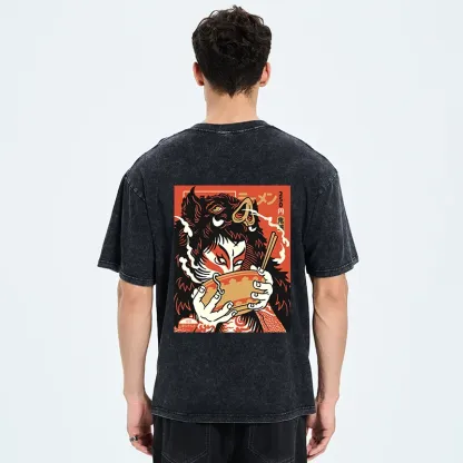 Tokyo-Tiger Savage Eating Back Washed T-Shirt