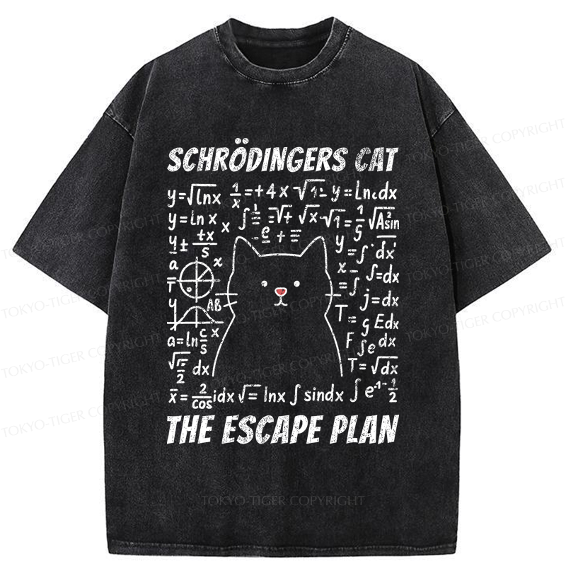 Tokyo-Tiger Funny Schrödinger's Cat Escape Math Meme T-Shirt 