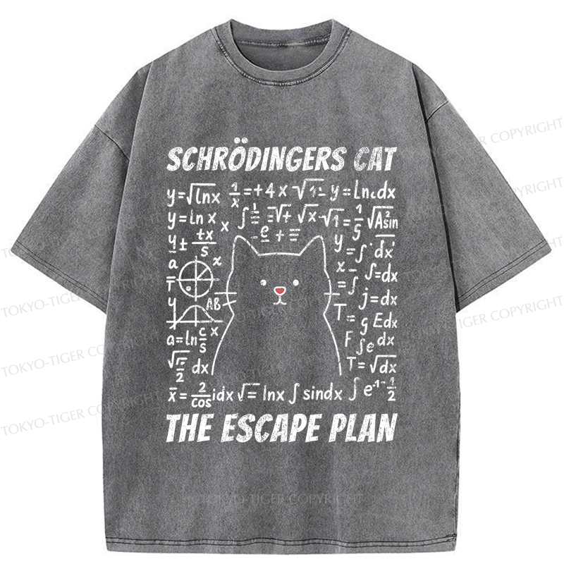 Tokyo-Tiger Funny Schrödinger's Cat Escape Math Meme T-Shirt 