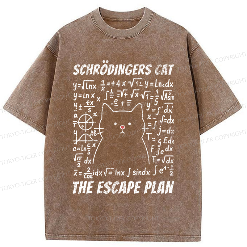 Tokyo-Tiger Funny Schrödinger's Cat Escape Math Meme T-Shirt 