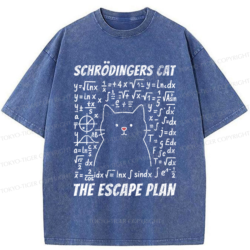 Tokyo-Tiger Funny Schrödinger's Cat Escape Math Meme T-Shirt 