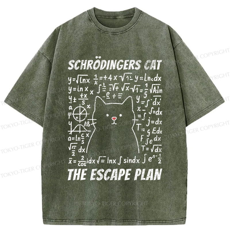 Tokyo-Tiger Funny Schrödinger's Cat Escape Math Meme T-Shirt 