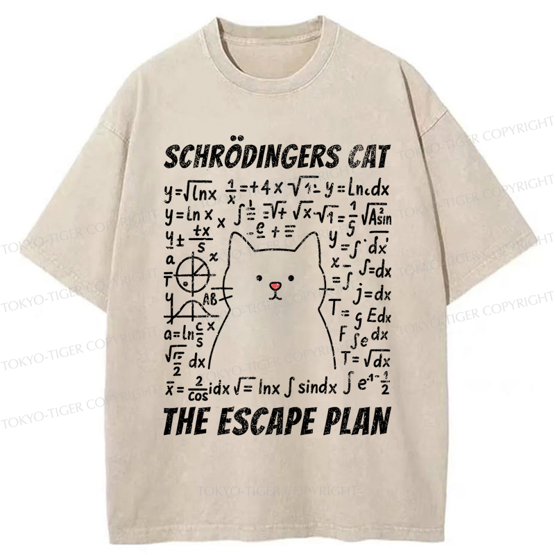 Tokyo-Tiger Funny Schrödinger's Cat Escape Math Meme T-Shirt 