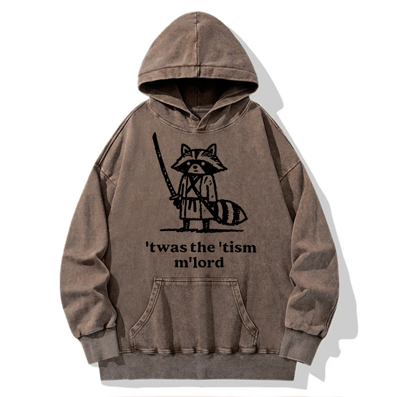 Tokyo-Tiger Focused Samurai Raccoon Washed Hoodie
