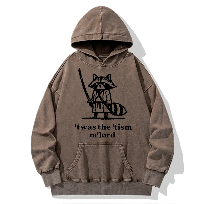 Tokyo-Tiger Focused Samurai Raccoon Washed Hoodie